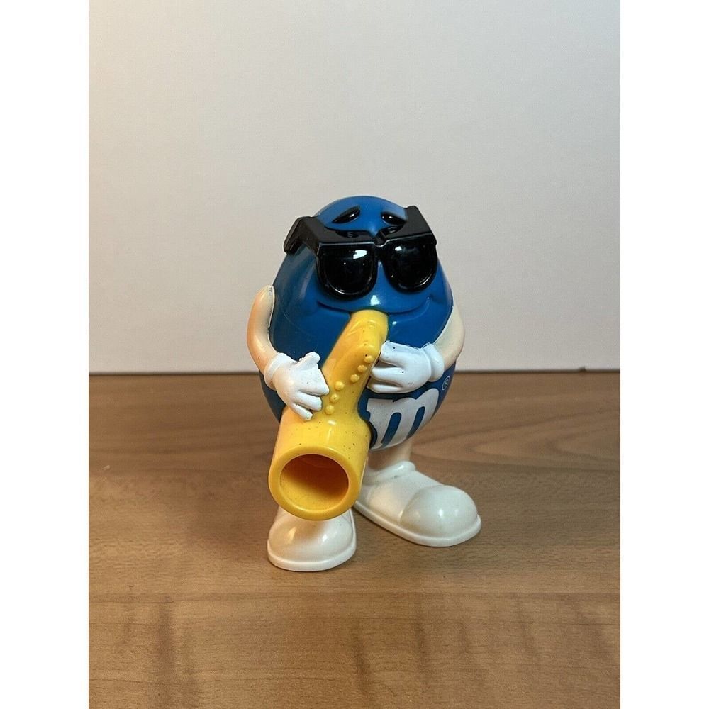 Vtg Burger King Kids Club Meal Toy Mars Blue M&M Sax Player Candy Dispenser 90s